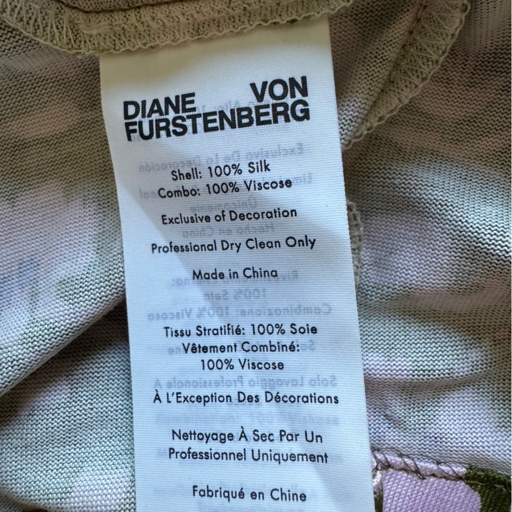 Diane von Furstenberg Gala Silk Jersey Mini Wrap Dress green pink large - Picture 5 of 16